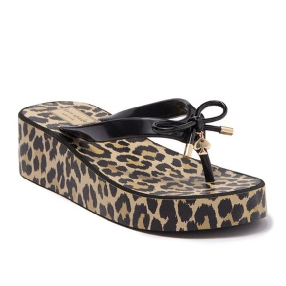kate spade Shoes - Kate Spade Rhett Leopard Wedge Flip Flop Sandal